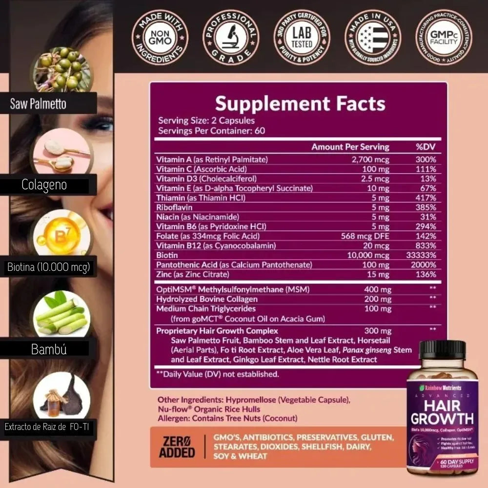 VITAMINAS PARA EL CABELLO - HAIR GROWTH